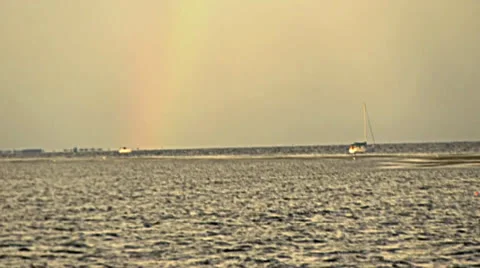 Pan of rainbow over water Stock-Footage 25158256