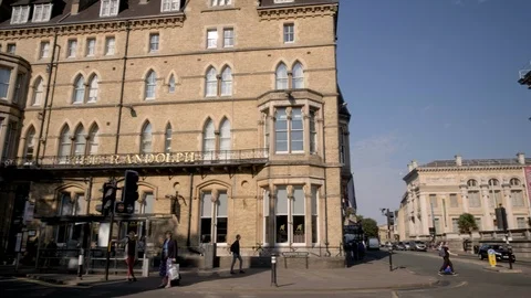 Pan from Randolph Hotel to the Ashmolean Museum Stock Footage 97431394