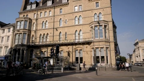 Pan from Randolph Hotel to the Ashmolean Museum Stock Footage 97431877