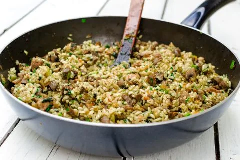 Pan with rice Stock Photos