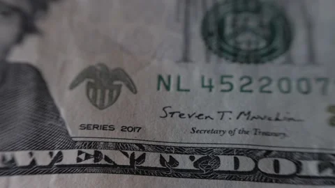 Pan Right - 20 Dollar Bill - Macro Video stock 148398128