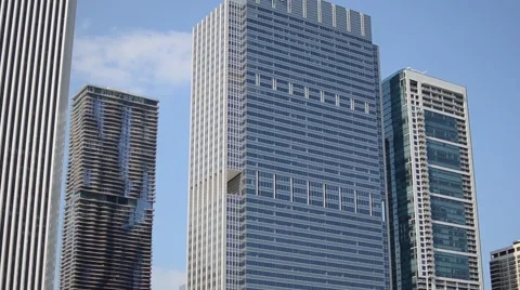 Pan right across skyscrapers of Chicago Stock Footage