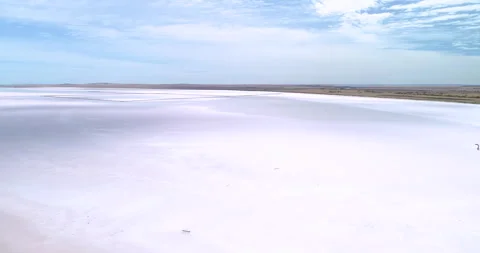 Pan right aerial of pink lake,Lake Bumbunga,South Australia,Australia,2020/11/25 Stock Footage 305164853