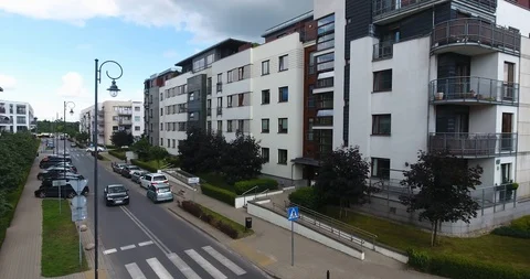 Pan To The Right. Apartment Complex. Aerial View Stock Footage 91494969