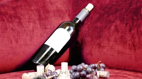 Pan Right Bottle Of Wine With Blank Label Stock Footage 169166273