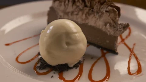 Pan right of Chocolate pie with ice cream  動画素材 112575309