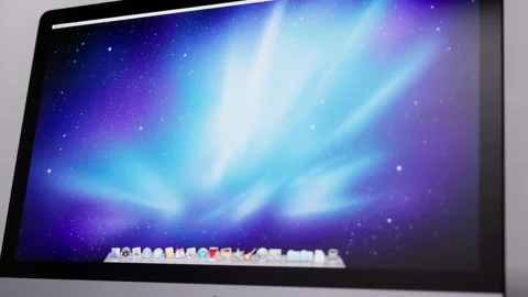 A Pan right from desktop computer on desk Video stock 155221642