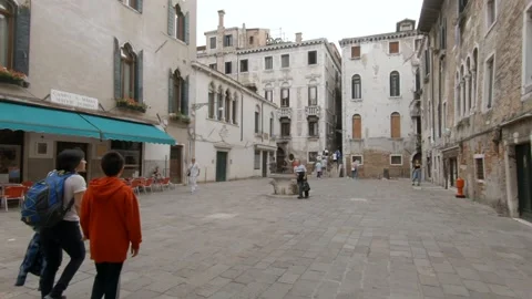 Pan Right Footage of open square with pedestrian in Venice, Italy, Europe Stock Footage 144274832