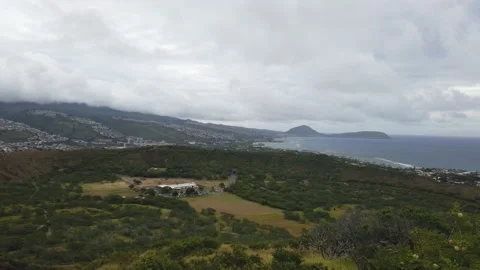 Pan Right of Greenery by the Ocean Video stock 155362949