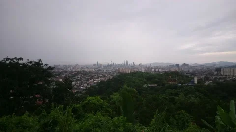 A pan right KL during rain Stock Footage 145801590