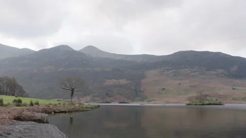Pan Right Lakes - Winter Lake District UK Video stock 139640892