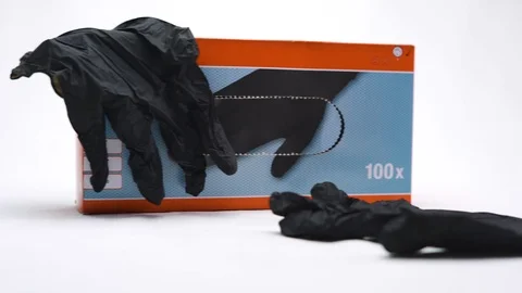 Pan From Right To Left Disposable Gloves Stock Footage 126015539