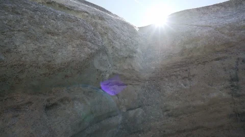 Pan Right to Left of The Hot Sun and Melting Ice of Mendenhall Glacier Alaska Stock Footage 113950606