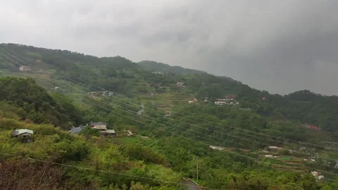 Pan right mountain view scenic maokong taipei day cloudy Stock Footage 202292777