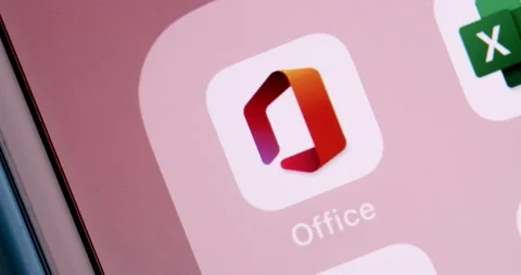 Pan right Office Apps on iPhone Stock Footage 143592228
