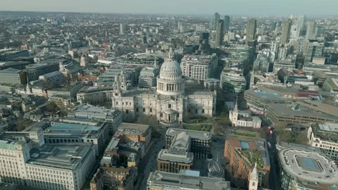 Pan right over St Paul's Churchyard London UK Video stock 306595121