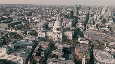 Pan right over St Pauls Churchyard London UK Stock Footage 306595129