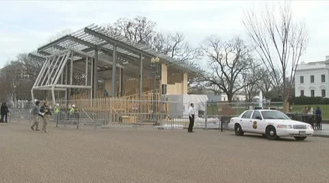 (Pan Right) Preparing for U.S. president’s inauguration Stock Footage 12720326