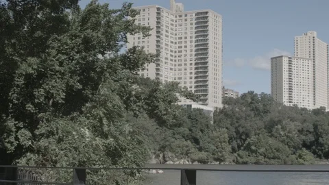 Pan right river FLAT Stock Footage 96634489