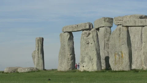 Pan right of rocks at Stonehenge Stock Footage 87775286