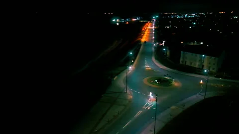 Pan Right Seham Sea Front Aerial View Cinematic Drone 4K at night cinematic 動画素材 235215595