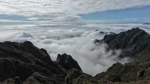 Pan right shot of view from top of Fansipan mountain Видео 295166034