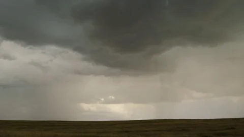 Pan right of storm cell over prairie Stock Footage 82182190
