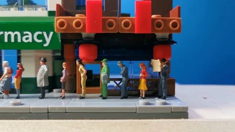 Pan right technique from back to front. Social or physical distancing concept Vídeo Stock 127244031