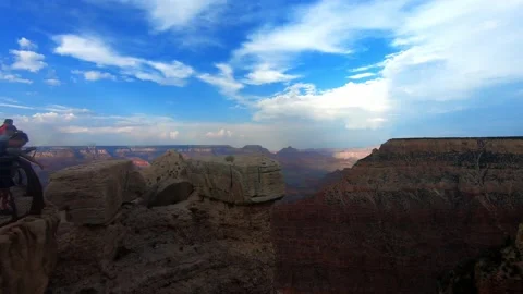 Pan to right of viewpoint to Grand Canyon Stock Footage 143422603