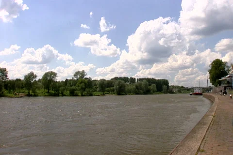 Pan from the river Rhine to the Arnhem Bridge Stock Footage 449903