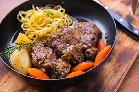 Pan roasted lamb steak Stock Photos