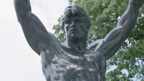 Pan up Rocky Statue Stock Footage 248471583