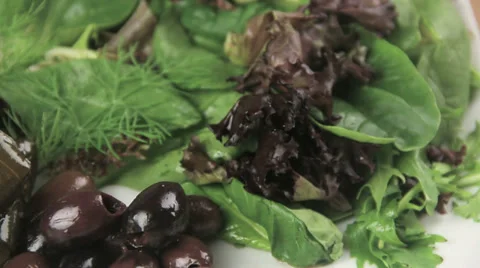 Pan From Salad To Dolmas Stock Footage 38443325