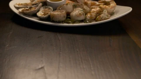 Pan up of seafood platter  Stock Footage 112660464