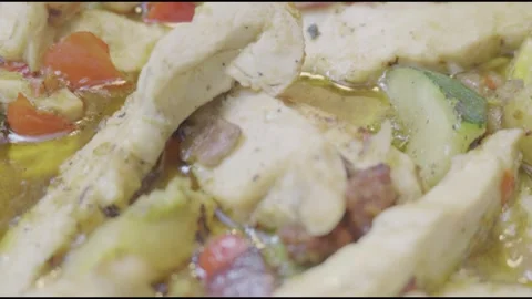 Pan seared chicken with zucchini and summer squash Stock Footage 331780498