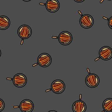 Pan seared trout fish vector seamless pattern Stock Illustration