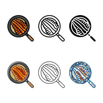 Pan seared trout range fish color icon vector Stock Illustration
