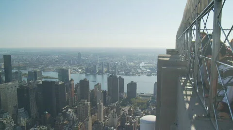 Pan shot from above over upper manhattan Stock Footage 273077