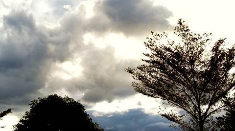 Pan shot beautiful cloudy sky with golden light Video stock 52849194