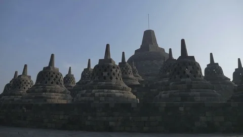 Pan shot of Borobodur temple 库存影片 90449577