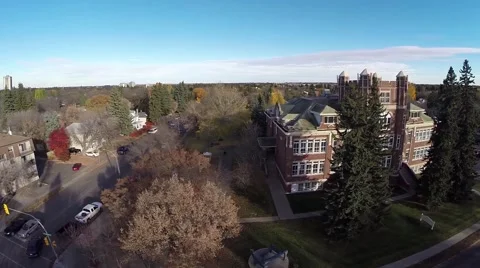 A pan shot of a brick building Stock Footage 43346267