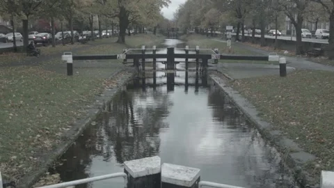 Pan Up Shot of Canal Stock Footage