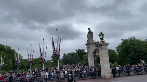 A Pan Shot of Changing of the Guard Ceremony, King's Guard Stock Footage 307834856