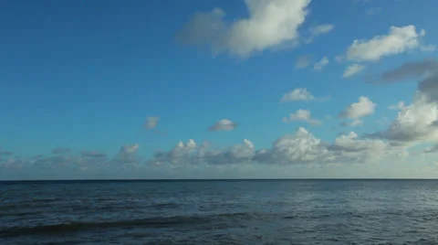 Pan Shot: Clouds Passing Over The Sea Stock Footage 37605452