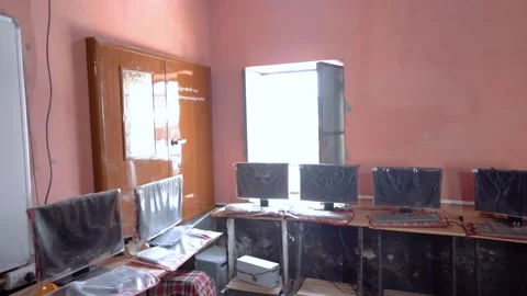 Pan Shot of Computer Lab, MG Govt School Jojawar Stock Footage 322161590