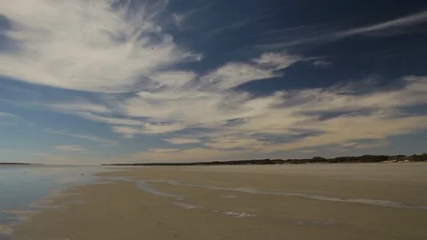 Pan Shot of a Desert Beach Stockbeeldmateriaal 108843240