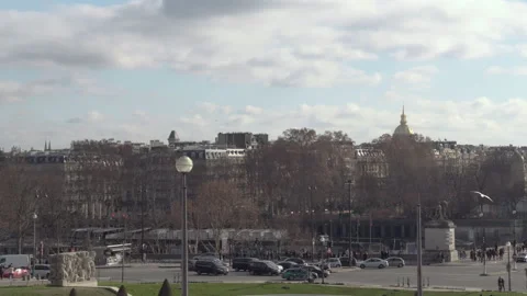 Pan shot of the Eiffel tower in Paris France Stock Footage 131086501