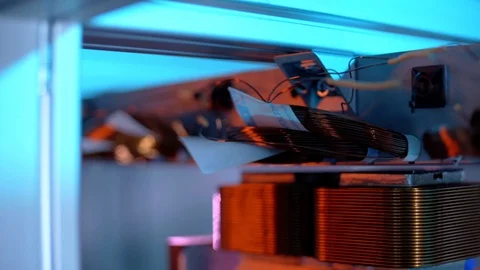 Pan Shot Of Electrical Machine With Stunning Exposure Stock Footage 129399004