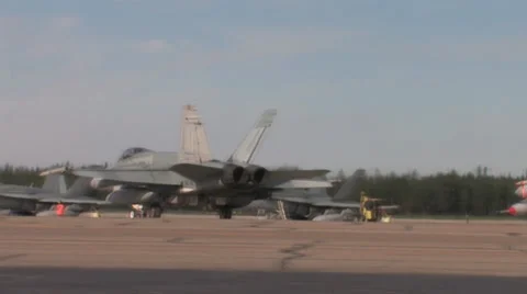 Pan shot of flight line at Red Flag Alaska Stock Footage 32581192