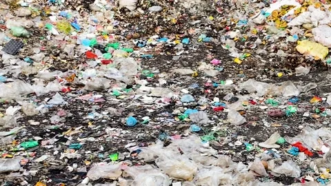 Pan shot of garbage dump. Issues of environmental pollution and global Stock Footage 266968003